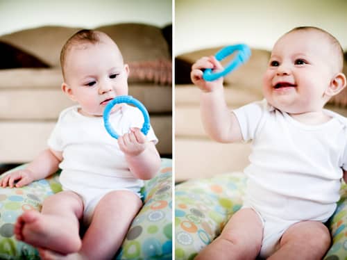 Evan enjoying LifeFactory Teether