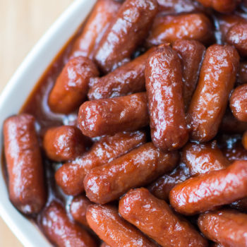 Crock Pot Little Smokies - Make this easy appetizer recipe in your crock pot using just three ingredients!