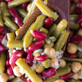 Three Bean Salad Recipe - This easy three bean salad is a tasty summer potluck classic that I love making over and over!