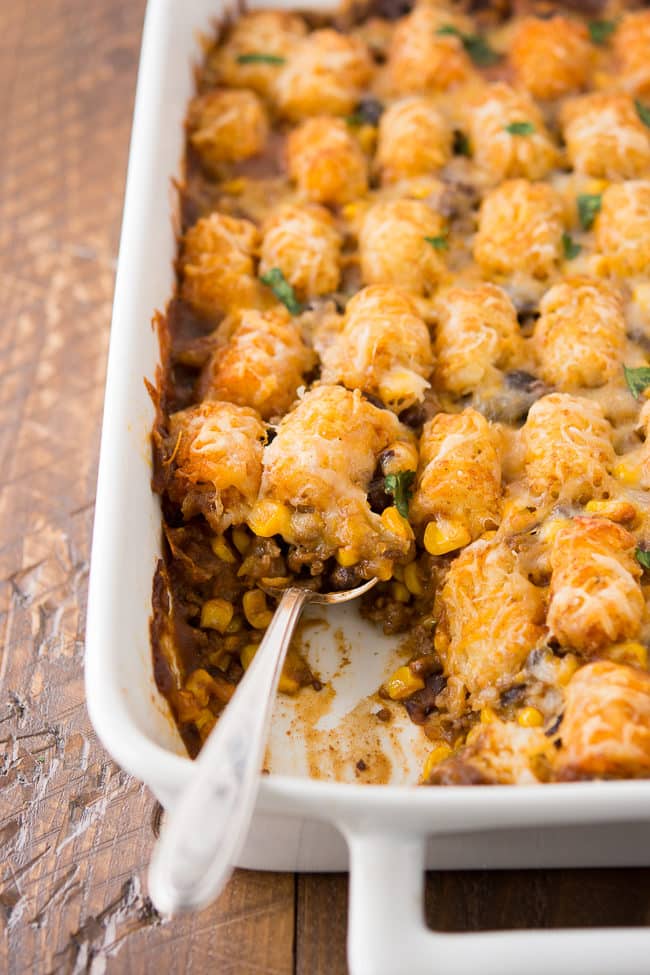 Mexican Tater Tot Casserole Recipe - This easy taco tater tot casserole is a great family dinner idea!